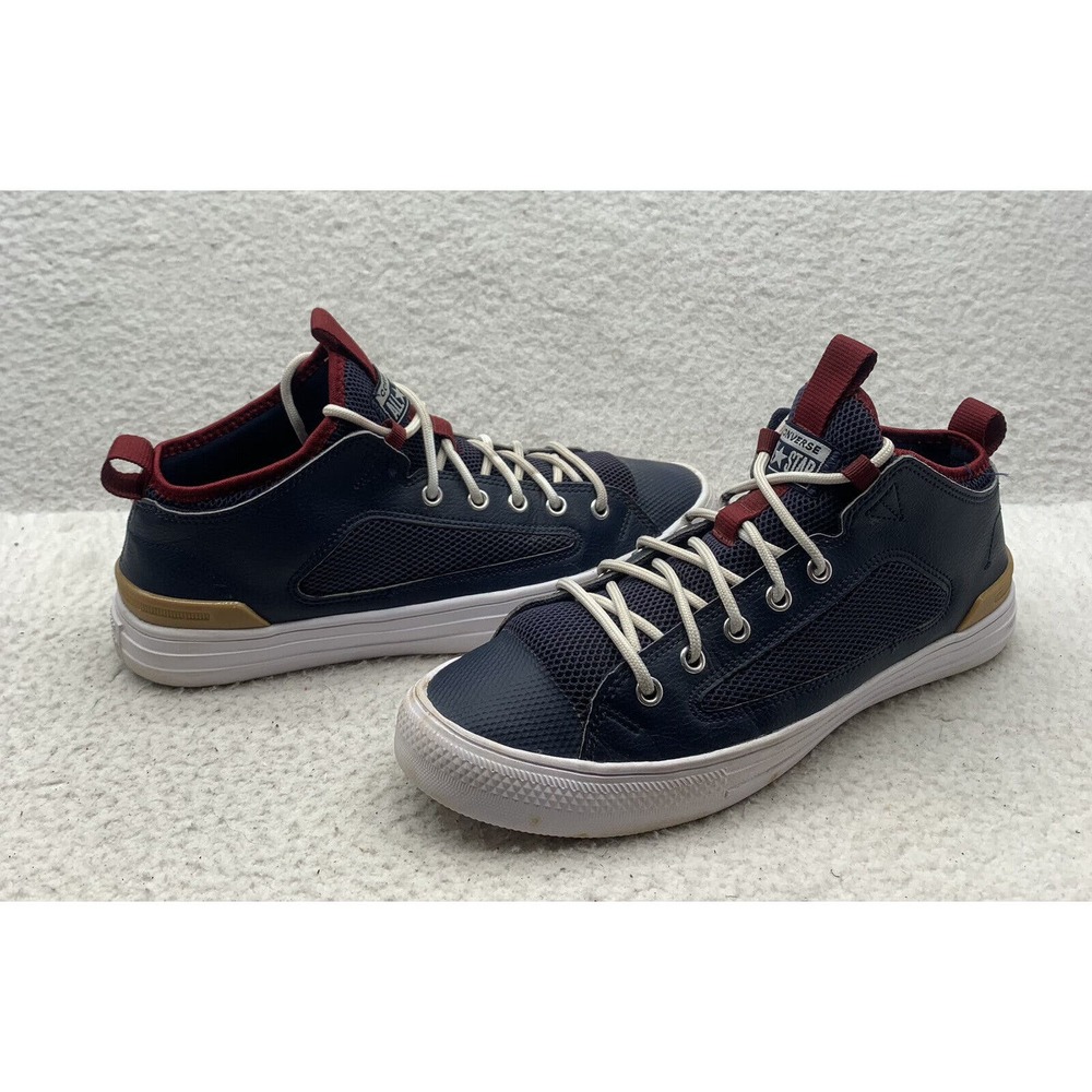 Converse Sneakers Mens 8 Womens 10 Low Top Navy Blue‎ Red Shoes Vented Casual